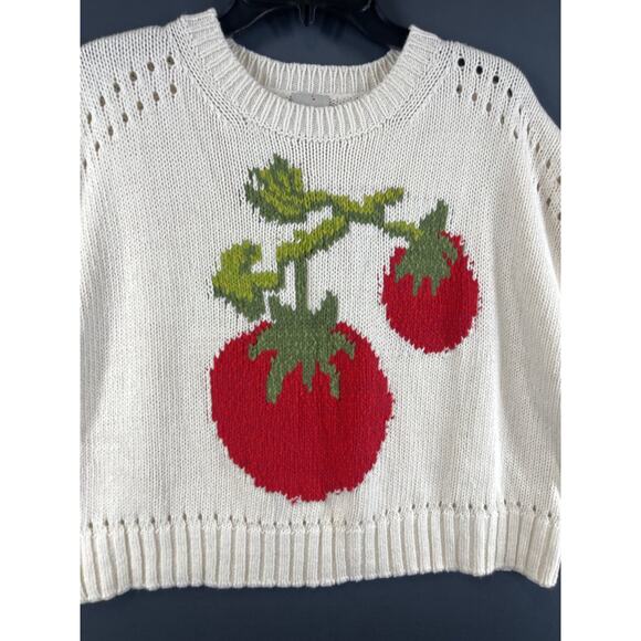 Anthropologie Maeve Short-Sleeve Crew-Neck Tomatoe Sweater Medium Petite - Picture 3 of 8